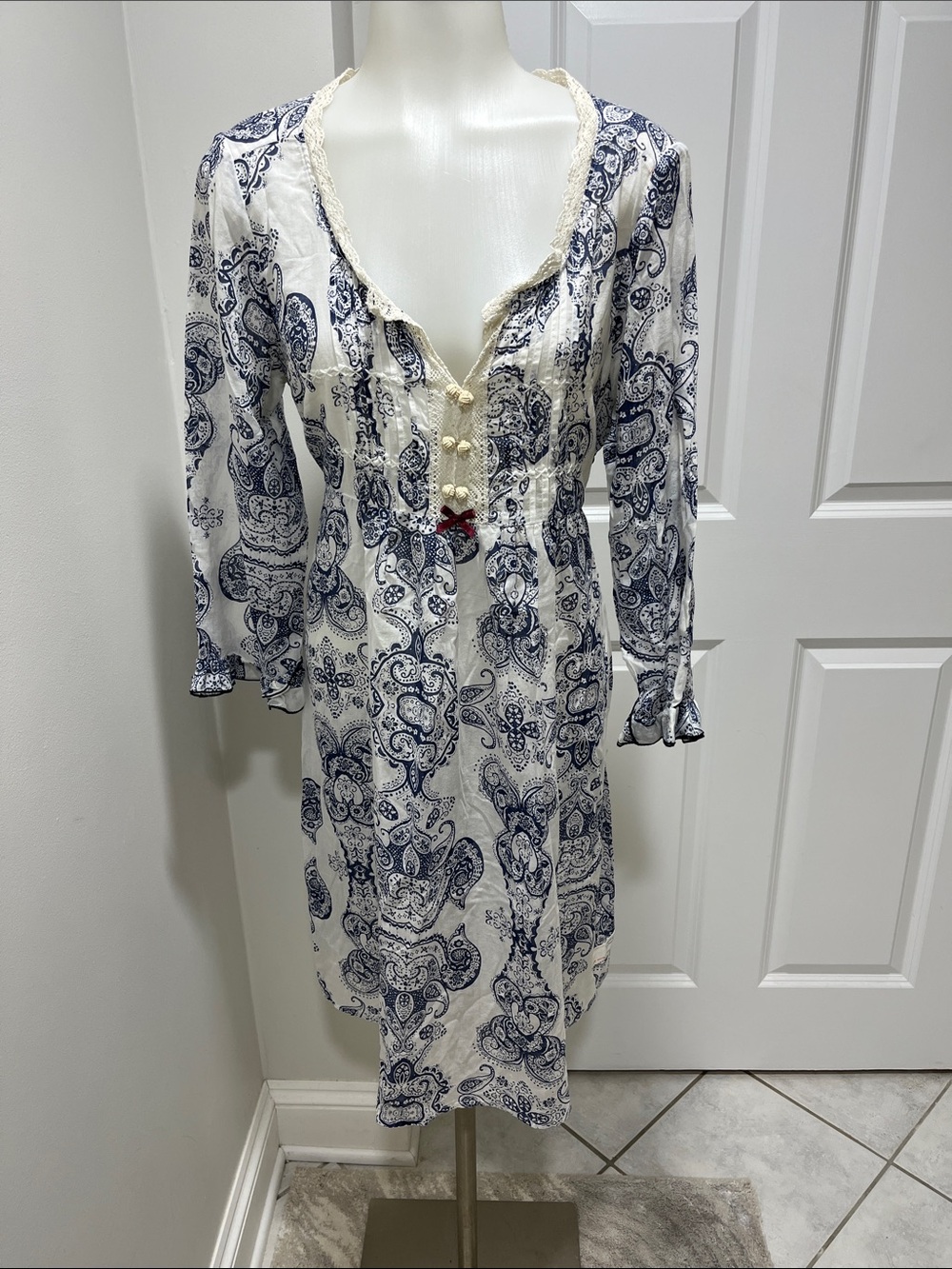 Odd Molly beach coverup/dress. Blue white gauzy sheer softest cotton. SUMMER!